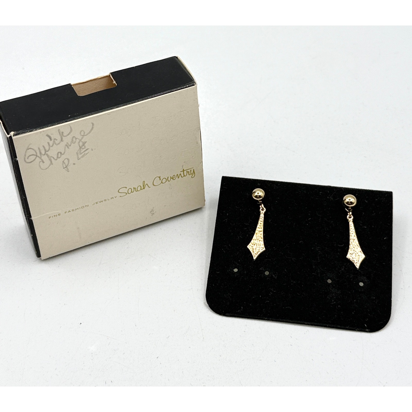 Sarah Coventry Drop Earrings Women Os Gold Etched Geometric Vintage Jewelry 15$